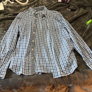 Nautica Men's Blue Plaid Button Down Shirt